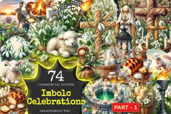 Imbolc Celebrations PNG Clipart Collection - 74 PNG, Seasonal celebration graphics, Pagan printables, Commercial use, Digital download