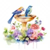20 High-Quality Floral Birdbath Clipart - Floral birdbath digital watercolor JPG instant download for commercial use - Digital download