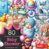 Baby Shower PNG Clipart Collection - 80 PNG, Adorable kids' party illustrations, Festive printables, Commercial use, Digital download
