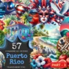 Puerto Rico (P-3) PNG Clipart Collection - 57 PNG, Tropical travel illustrations, Puerto rico island prints, Commercial use,Digital download