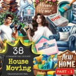 House Moving PNG Clipart Collection - 38 PNG, House shifting illustrations, New home printables, Commercial use, Digital download