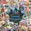 Travel Watercolor Clipart Bundle - 730+ transparent PNG, Adventure, Wanderlust , Vacation holiday graphics, Commercial use, Digital download