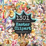 Easter Watercolor Clipart Bundle - 1295+ transparent PNG, Charming easter bunny art, Joyful springtime png, Commercial use,Digital download