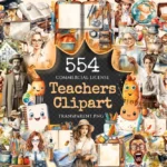 Teachers Watercolor Clipart Bundle - 550+ transparent PNG, Teacher illustrations, School counselor designs, Commercial use, Digital download