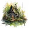 20 High-Quality Swamp Witch Houses Clipart - Witch houses digital watercolor JPG instant download for commercial use - Digital download