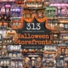 Halloween Storefronts Watercolor Clipart Bundle - 310+ transparent PNG, Haunted store graphics, Spooky png, Commercial use, Digital download