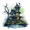 20 High-Quality Swamp Witch Houses Clipart - Witch houses digital watercolor JPG instant download for commercial use - Digital download