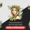 Forest Fairies Watercolor Clipart Bundle - 675+ transparent PNG, Whimsical fairy illustrations, Fairy art, Commercial use, Digital download