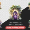 Forest Fairy Doors Watercolor Clipart Bundle - 210+ transparent PNG, Whimsical storybook png, Forest doors, Commercial use, Digital download