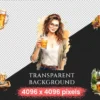 Beer Watercolor Clipart Bundle - 305+ transparent PNG, Craft beer illustrations, Lager and ale png images, Commercial use, Digital download