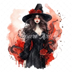 20 High-Quality Gothic Witch Clipart - Gothic witch digital watercolor JPG instant download for commercial use - Digital download