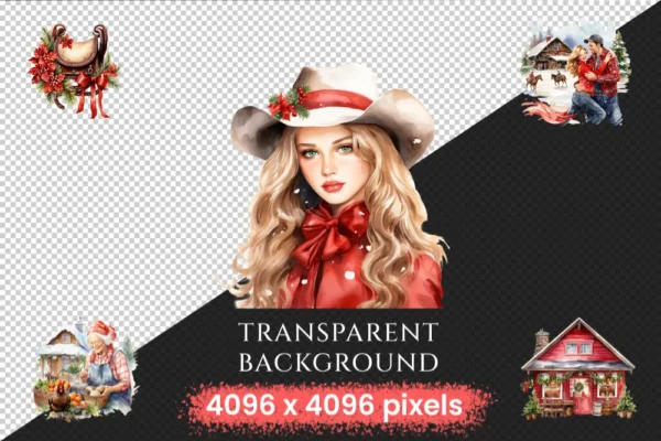 Christmas Ranch Clipart Bundle - 660+ transparent PNG, Holiday farm graphics, Festive christmas ranch art, Commercial use, Digital download