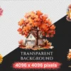 Autumn Trees Watercolor Clipart Bundle - 368+ transparent PNG, Rustic seasonal foliage art, Fall tree png, Commercial use, Digital download