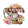 20 High-Quality Antique Floral Telephones Clipart - Telephone digital watercolor JPG instant download for commercial use - Digital download