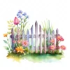 20 High-Quality Picket Fences Clipart - Picket fences digital watercolor JPG instant download for commercial use - Digital download
