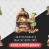 Christmas Elves Watercolor Clipart Bundle - 791+ transparent PNG, Cozy festive magic png, Holiday elf art, Commercial use, Digital download