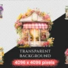 Floral Storefronts Watercolor Clipart Bundle - 675+ transparent PNG, Floral shopfront images, Elegant flower,Commercial use,Digital download