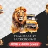 Lions Watercolor Clipart Bundle - 248+ transparent PNG, Savanna lion illustrations, Regal wildlife graphics, Commercial use,Digital download