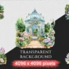Royal Garden Watercolor Clipart Bundle - 358+ transparent PNG, Royal botanical graphics, Elegant garden png, Commercial use,Digital download