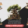 Steampunk Books Watercolor Clipart Bundle - 603+ transparent PNG, Retro sci-fi books images, Futuristic art, Commercial use,Digital downloadv
