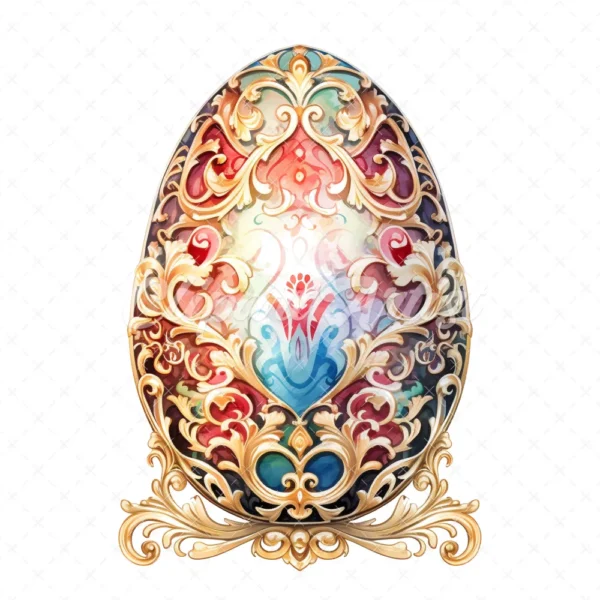 19 High-Quality Ornate Eggs Clipart - Ornate eggs digital watercolor JPG instant download for commercial use - Digital download