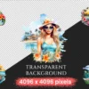 Hawaii Watercolor Clipart Bundle - 365+ transparent PNG, Tropical summer illustration, Pastel surfing png, Commercial use, Digital download