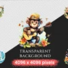 Monkeys Watercolor Clipart Bundle - 1060+ transparent PNG, Jungle animals graphics, Cute nursery images, Commercial use, Digital download