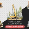 Construction Vehicles Watercolor Clipart Bundle - 600+ transparent PNG, Construction images, Machinery png, Commercial use, Digital download