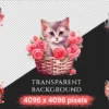 Valentine's Day Cats Watercolor Clipart Bundle - 1070+ transparent PNG, Romantic cat png,Loveable kitten art,Commercial use,Digital download