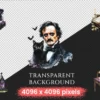 Dark Poem Watercolor Clipart Bundle - 500+ transparent PNG, Edgar allan poe graphics, Dark victorian png, Commercial use, Digital download