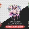 Floral Owls Watercolor Clipart Bundle - 433+ transparent PNG, Floral bird illustrations, Boho owl images, Commercial use, Digital download