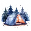 20 High-Quality Night Lighting Tents Clipart - Lighting tents digital watercolor JPG instant download for commercial use - Digital download