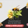 Bumblebees Watercolor Clipart Bundle - 645+ transparent PNG, Honey insect illustrations, Buzzing bee png, Commercial use, Digital download