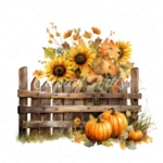 20 High-Quality Autumn Fences Clipart - Autumn fences digital watercolor JPG instant download for commercial use - Digital download