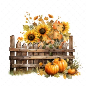 20 High-Quality Autumn Fences Clipart - Autumn fences digital watercolor JPG instant download for commercial use - Digital download