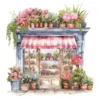20 High-Quality Floral Storefronts Clipart - Storefronts digital watercolor JPG instant download for commercial use - Digital download