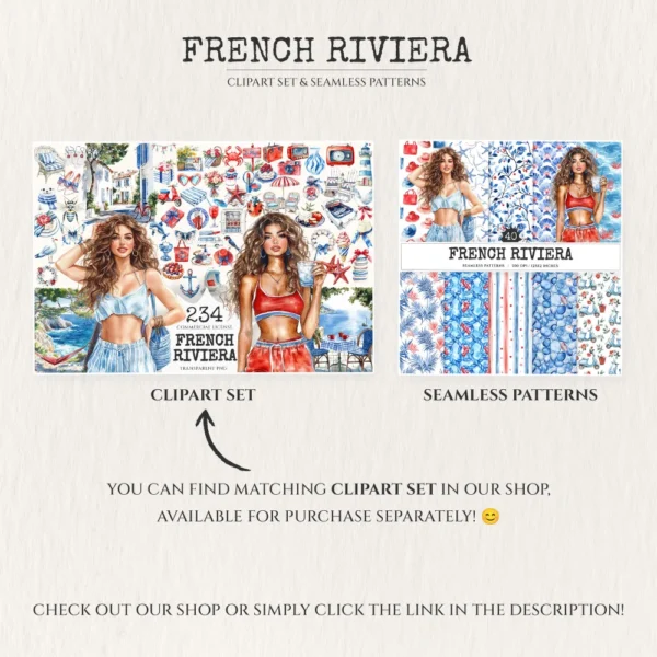 French Riviera Seamless Patterns, Summer beach JPEG, Sea pebble pattern, Shells, Seagull, Seaside repeating pattern, Digital scrapbook paper