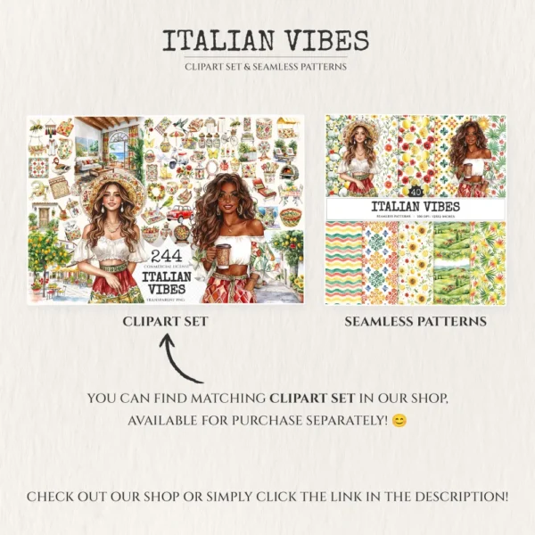 Italian Vibes Seamless Patterns, Mediterranean summer JPEG, Lemon motifs pattern, Italian tiles repeating pattern, Digital scrapbook paper