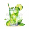 20 High-Quality Lime Cocktail Clipart - Lime cocktail digital watercolor JPG instant download for commercial use - Digital download
