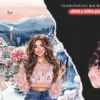 Blush Winter Watercolor Clipart Set - 258+ transparent PNG, Christmas graphics, Winter holiday png images, Commercial use, Digital download