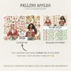 Falling Apples Seamless Patterns, Cozy autumn JPEG, Apples pattern, Pie, Leaves, Apple Gingham repeating pattern, Digital scrapbook paper