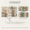 Oktoberfest Seamless Patterns, Cozy autumn JPEG, Bavarian pattern, Leaves, Pumpkin, Alpine tree repeating pattern, Digital scrapbook paper