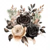 19 High-Quality Black Roses Boutique Clipart - Black roses digital watercolor JPG instant download for commercial use - Digital download