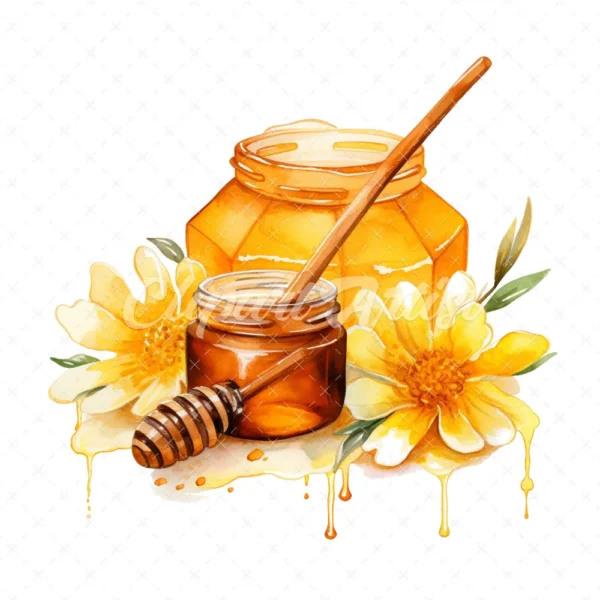 20 High-Quality Honey Clipart - Honey bee digital watercolor JPG instant download for commercial use - Digital download