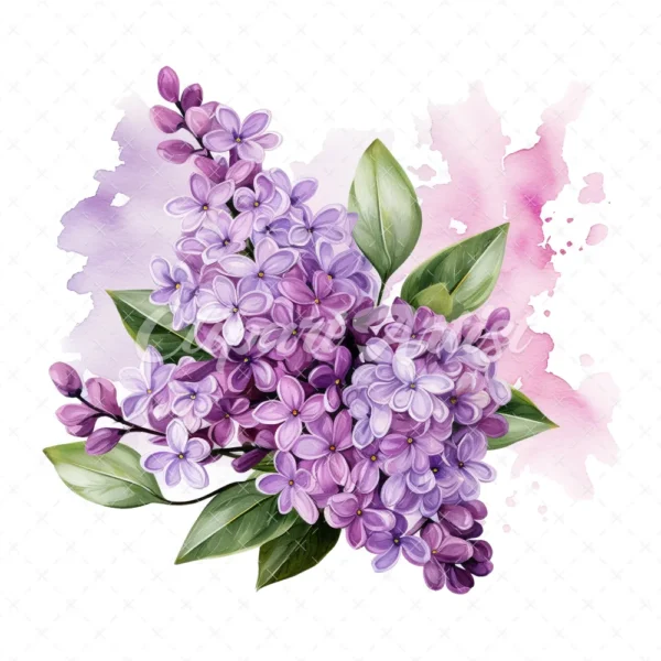 20 High-Quality Lilac Clipart - Lilac flower digital watercolor JPG instant download for commercial use - Digital download