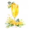 20 High-Quality Mimosa Cocktail Clipart - Mimosa cocktail digital watercolor JPG instant download for commercial use - Digital download