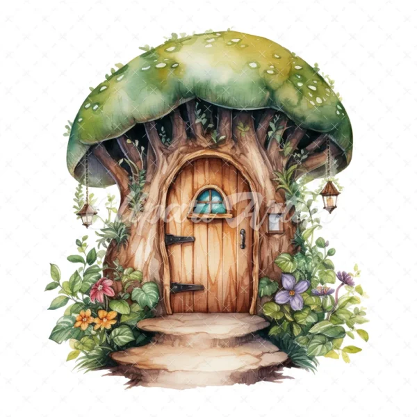 21 High-Quality Forest Fairy Doors Clipart - Forest fairy door digital watercolor JPG instant download for commercial use - Digital download