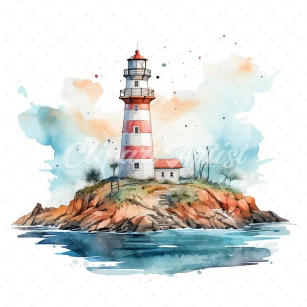 20 High-Quality Lighthouses Clipart - Lighthouses digital watercolor JPG instant download for commercial use - Digital download