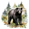 19 High-Quality Black Bear Clipart - Black bear digital watercolor JPG instant download for commercial use - Digital download