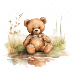 20 High-Quality Teddy Bear Clipart - Teddy bear digital watercolor JPG instant download for commercial use - Digital download